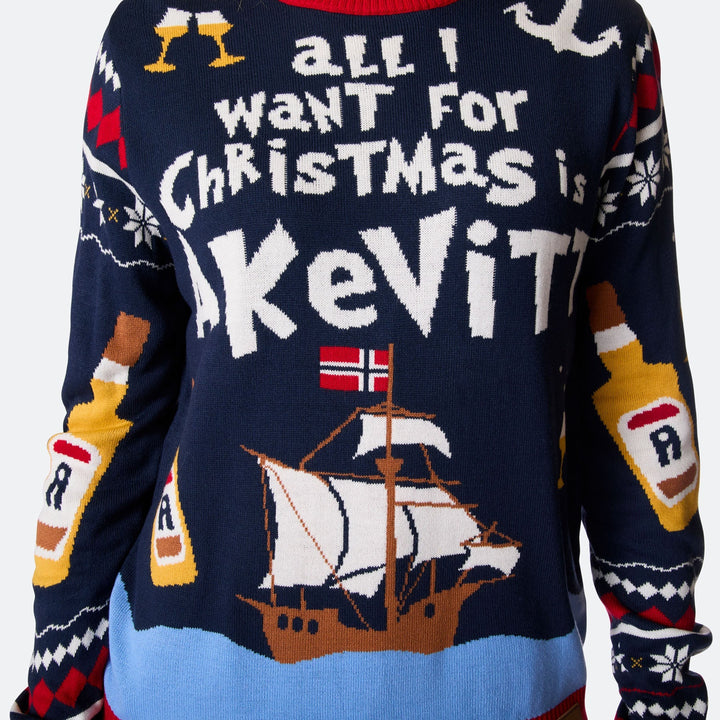 All I Want for Christmas is Akvavit Jultröja Herr