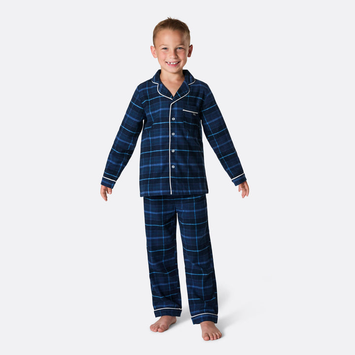 Blå Flanell Julpyjamas Barn