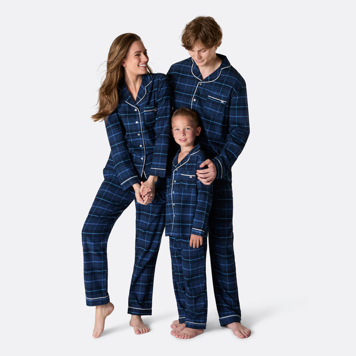 Flanell Blå Julpyjamas Familj