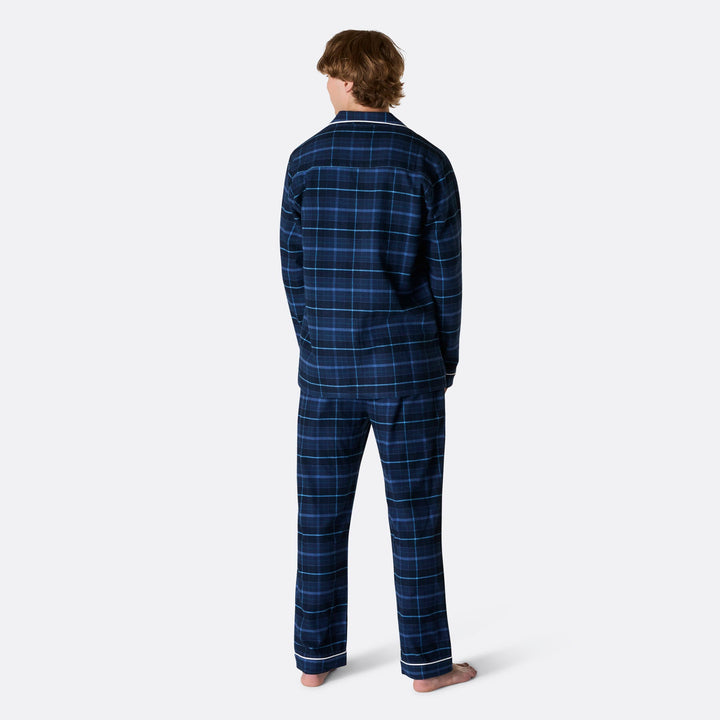 Blå Flanell Julpyjamas Herr