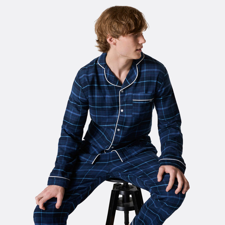 Flanell Blå Julpyjamas Familj