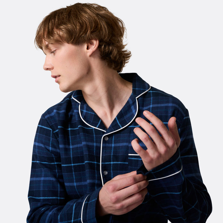 Blå Flanell Julpyjamas Herr