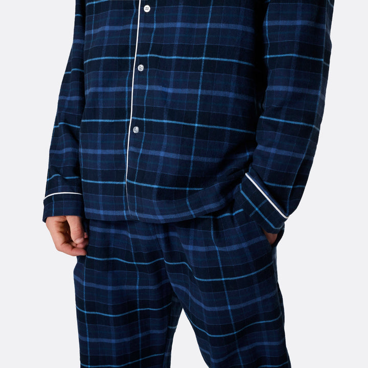 Blå Flanell Julpyjamas Herr