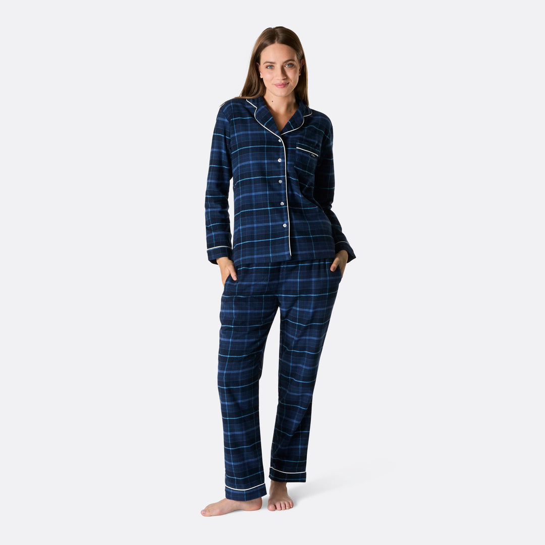 Flanell Blå Julpyjamas Dam