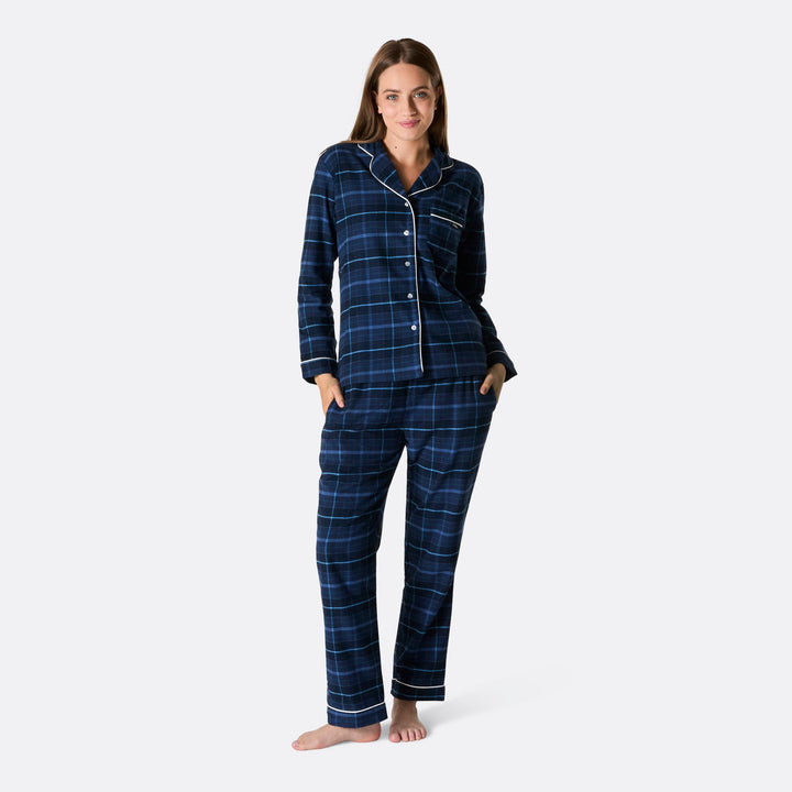 Flanell Blå Julpyjamas Dam