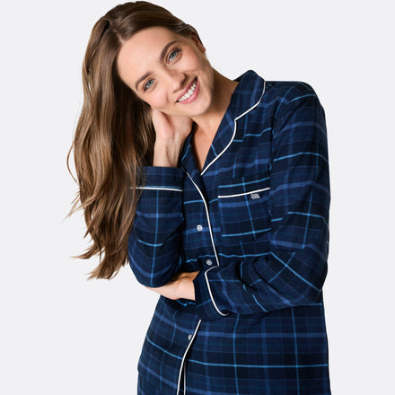 Flanell Blå Julpyjamas Dam
