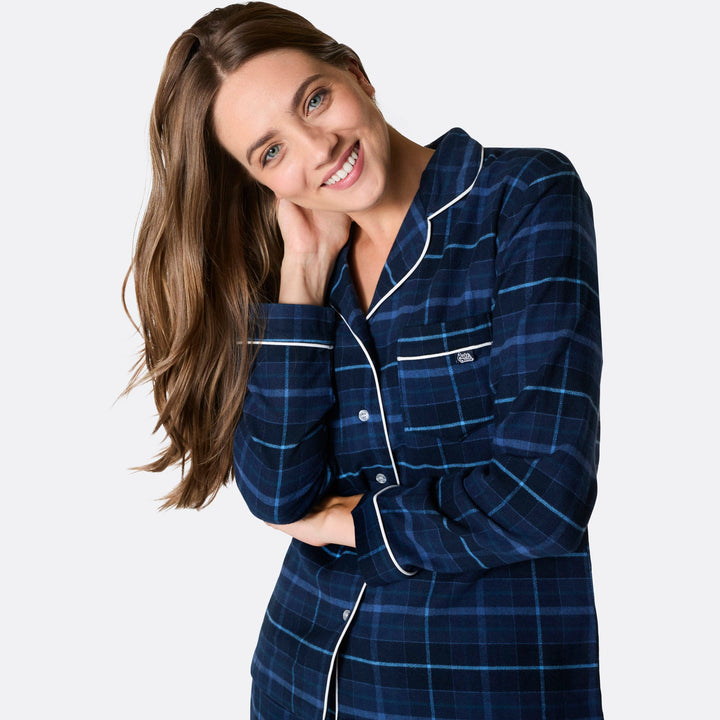Flanell Blå Julpyjamas Dam