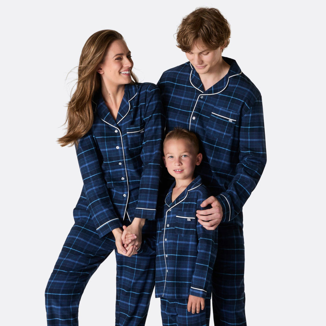 Flanell Blå Julpyjamas Familj