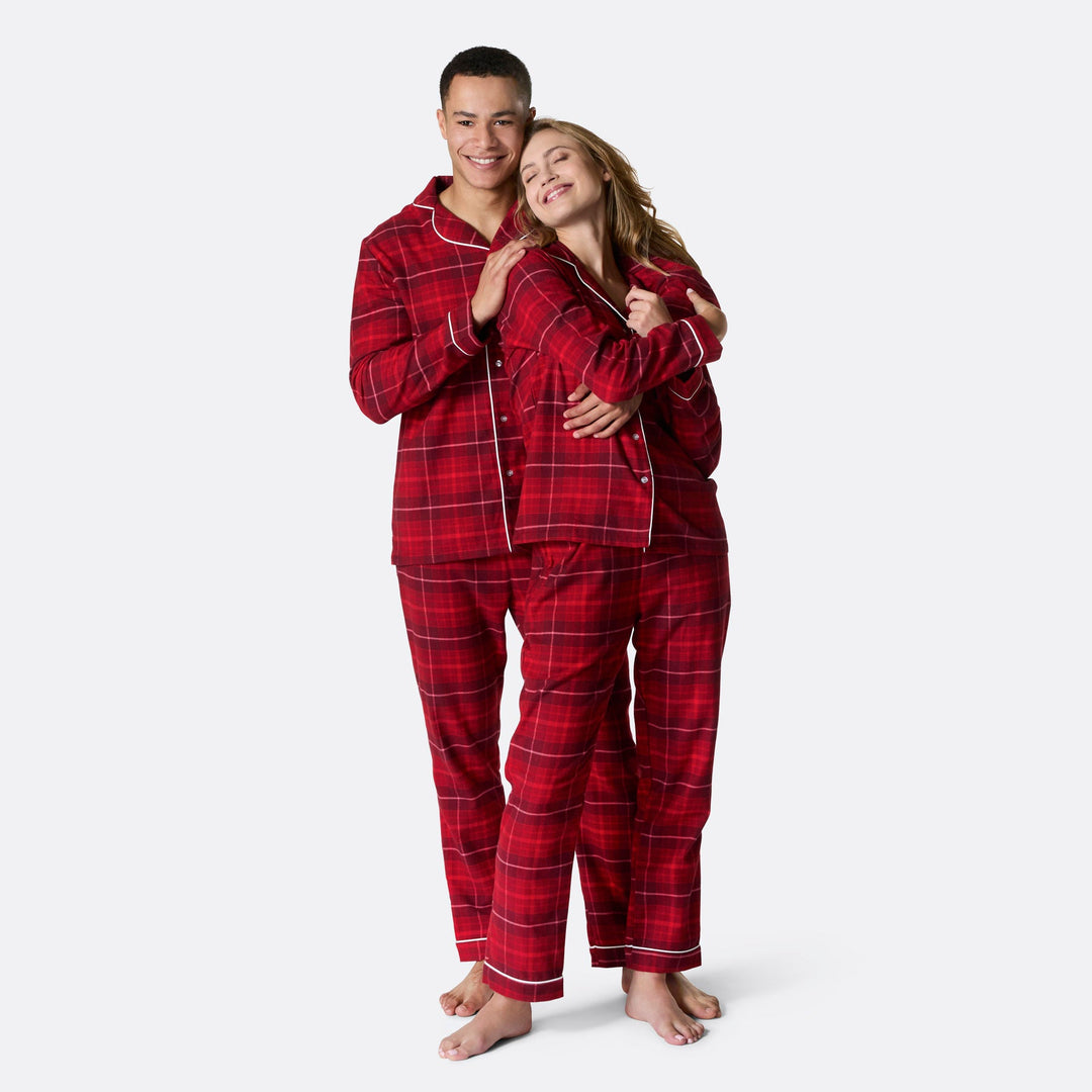 Flanell Röd Julpyjamas Familj