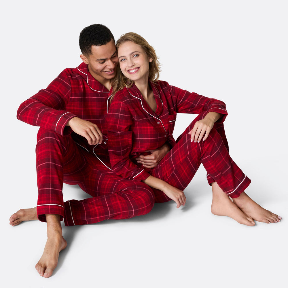 Flanell Röd Julpyjamas Familj