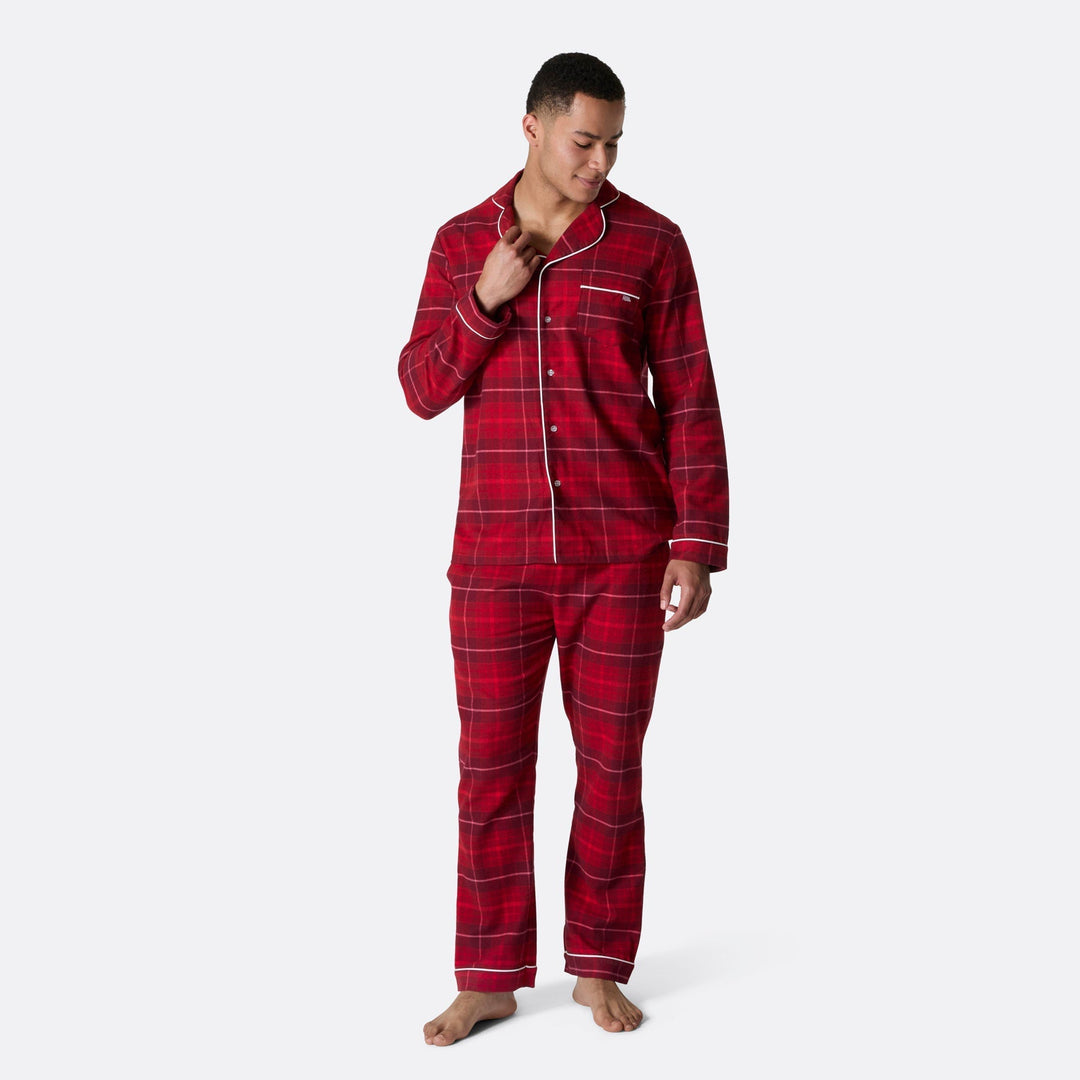 Flanell Röd Julpyjamas Familj