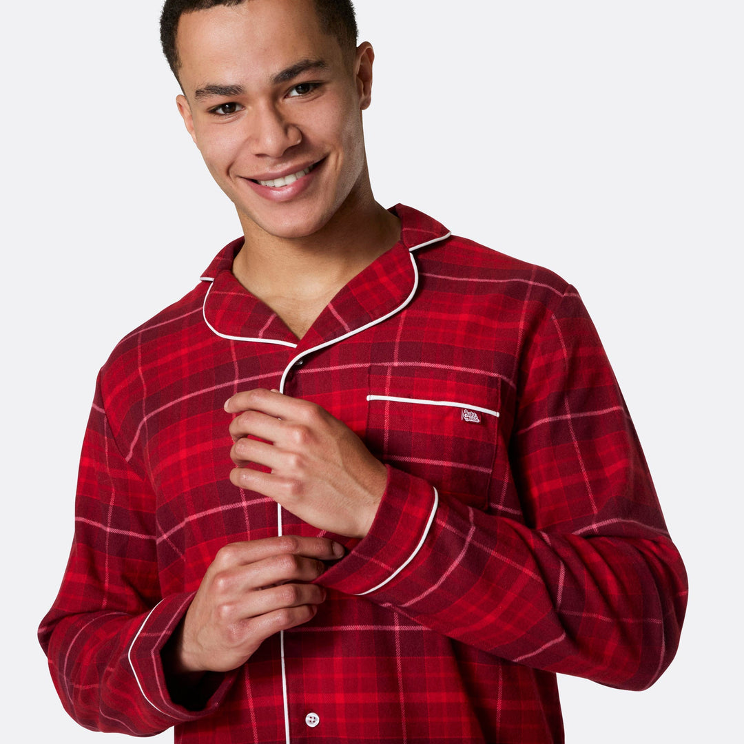 Flanell Röd Julpyjamas Familj