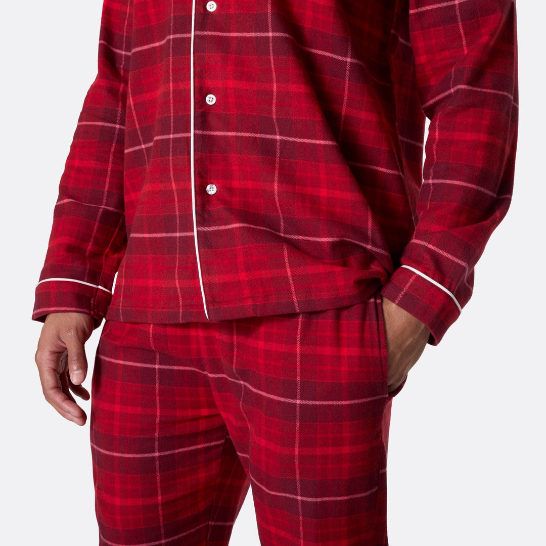 Flanell Röd Julpyjamas Familj