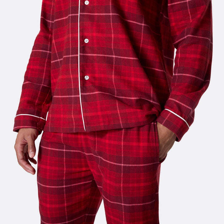 Flanell Röd Julpyjamas Familj