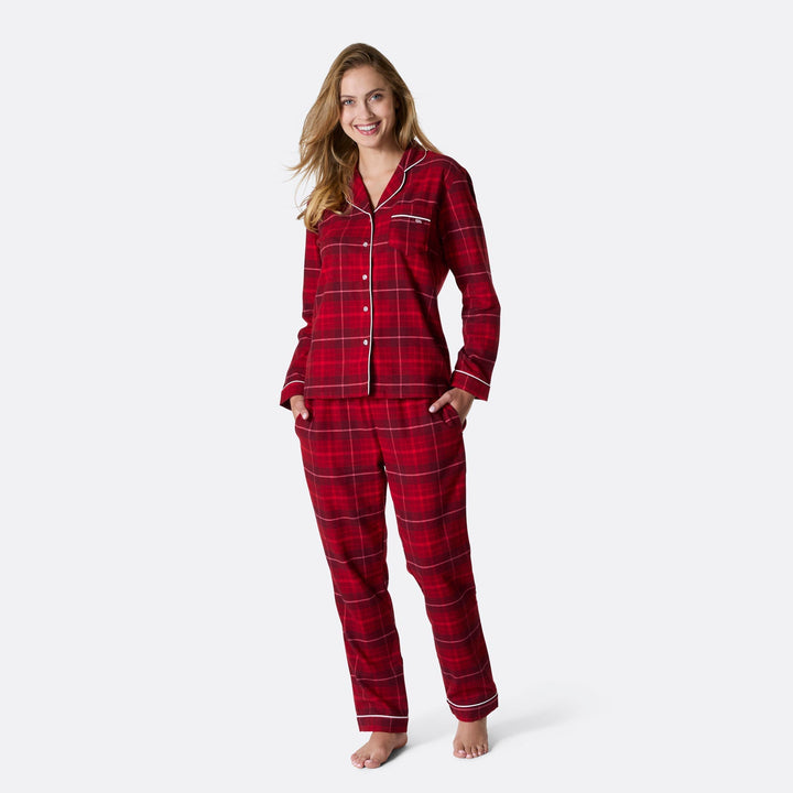 Flanell Röd Julpyjamas Familj