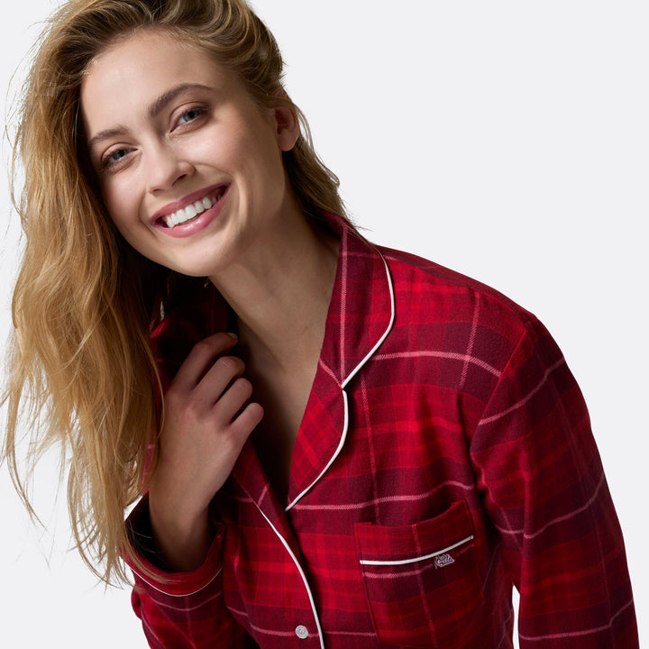 Flanell Röd Julpyjamas Familj
