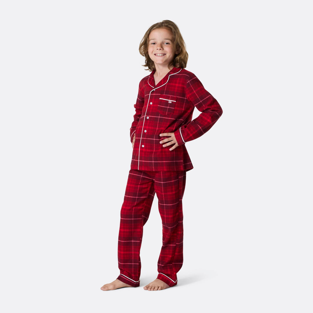 Flanell Röd Julpyjamas Familj