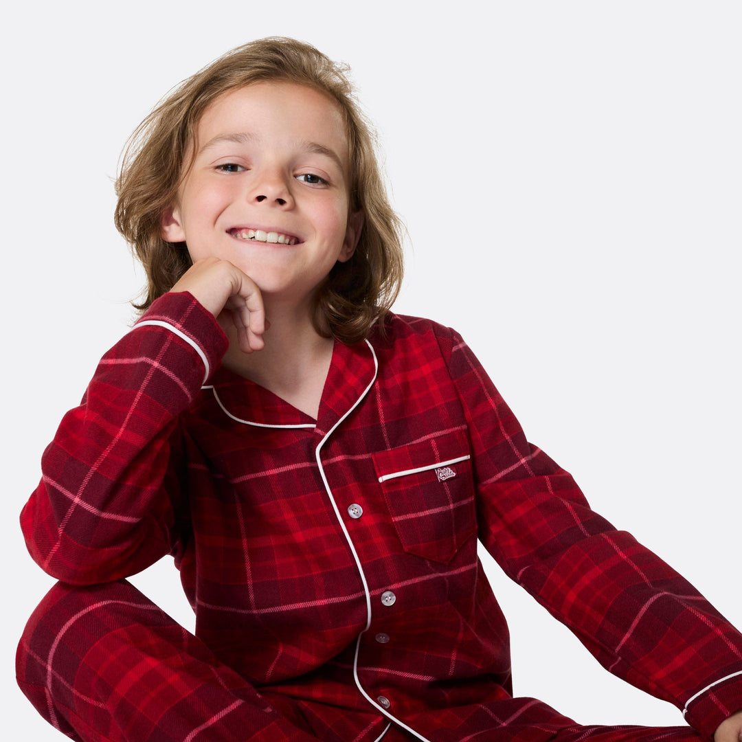 Flanell Röd Julpyjamas Familj