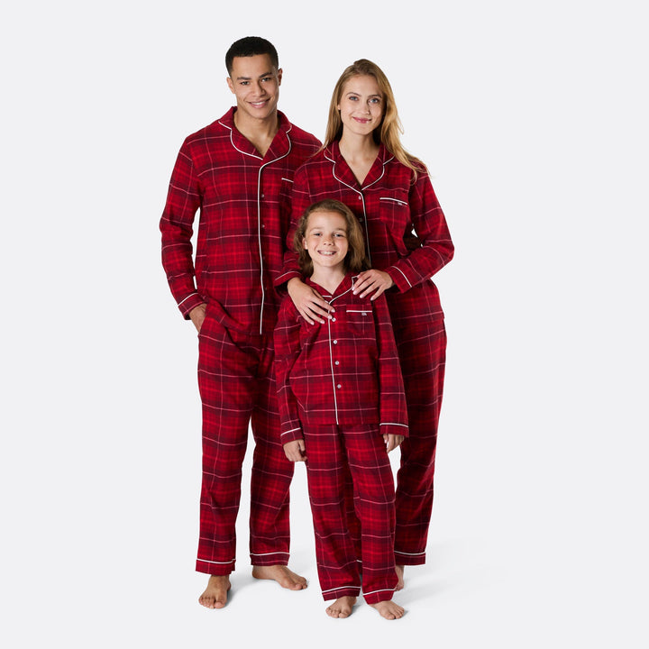 Flanell Röd Julpyjamas Familj