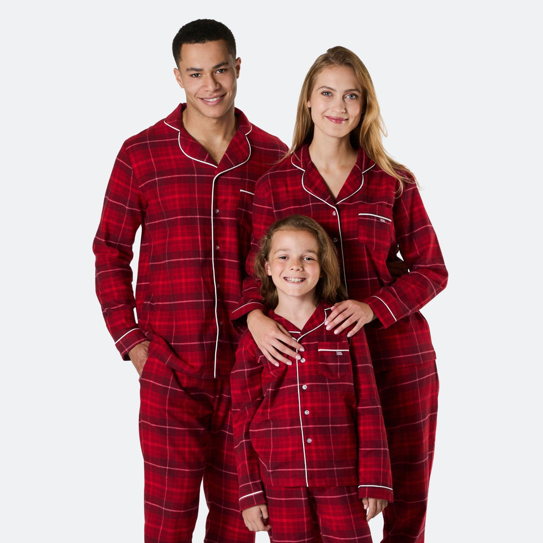 Flanell Röd Julpyjamas Familj