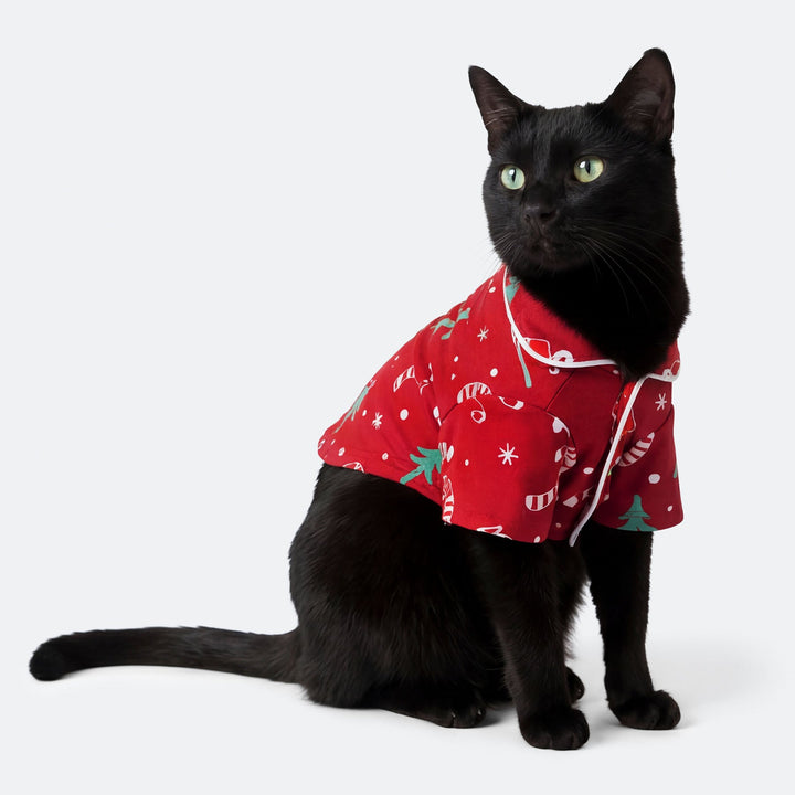 Julmönster Röd Julpyjamas Till Katt
