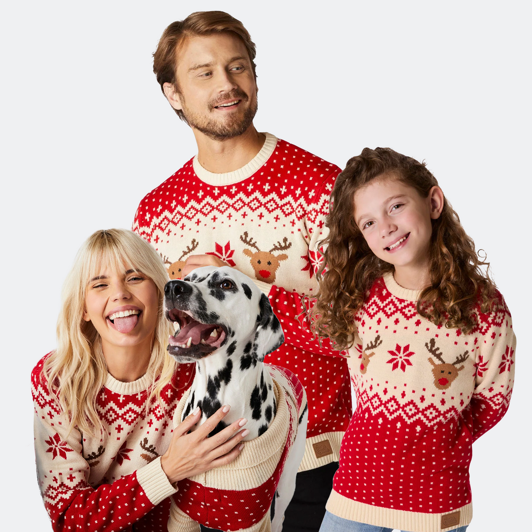 Retro Ren Röd Jultröjor till Hela Familjen