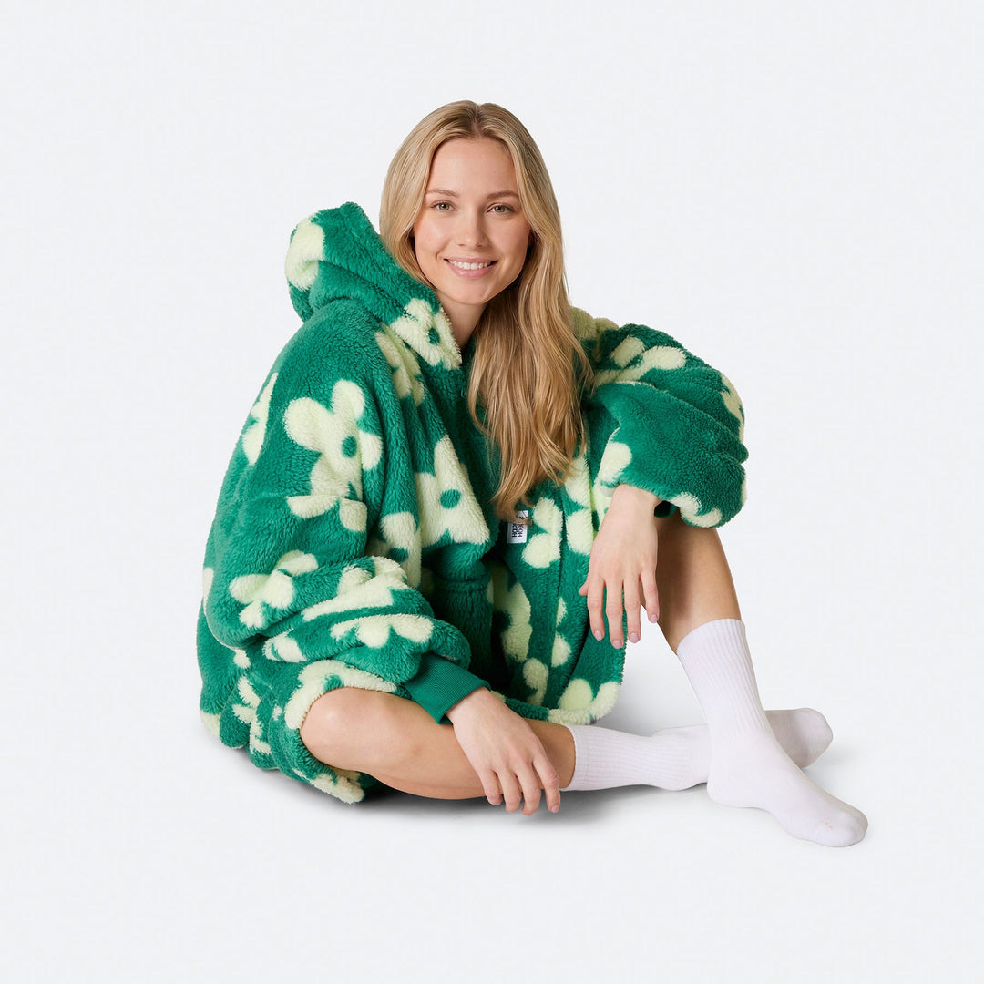 Blommor Grön Teddy HappyHoodie