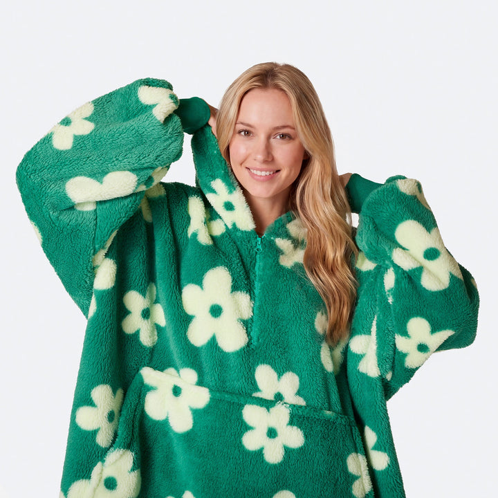 Blommor Grön Teddy HappyHoodie