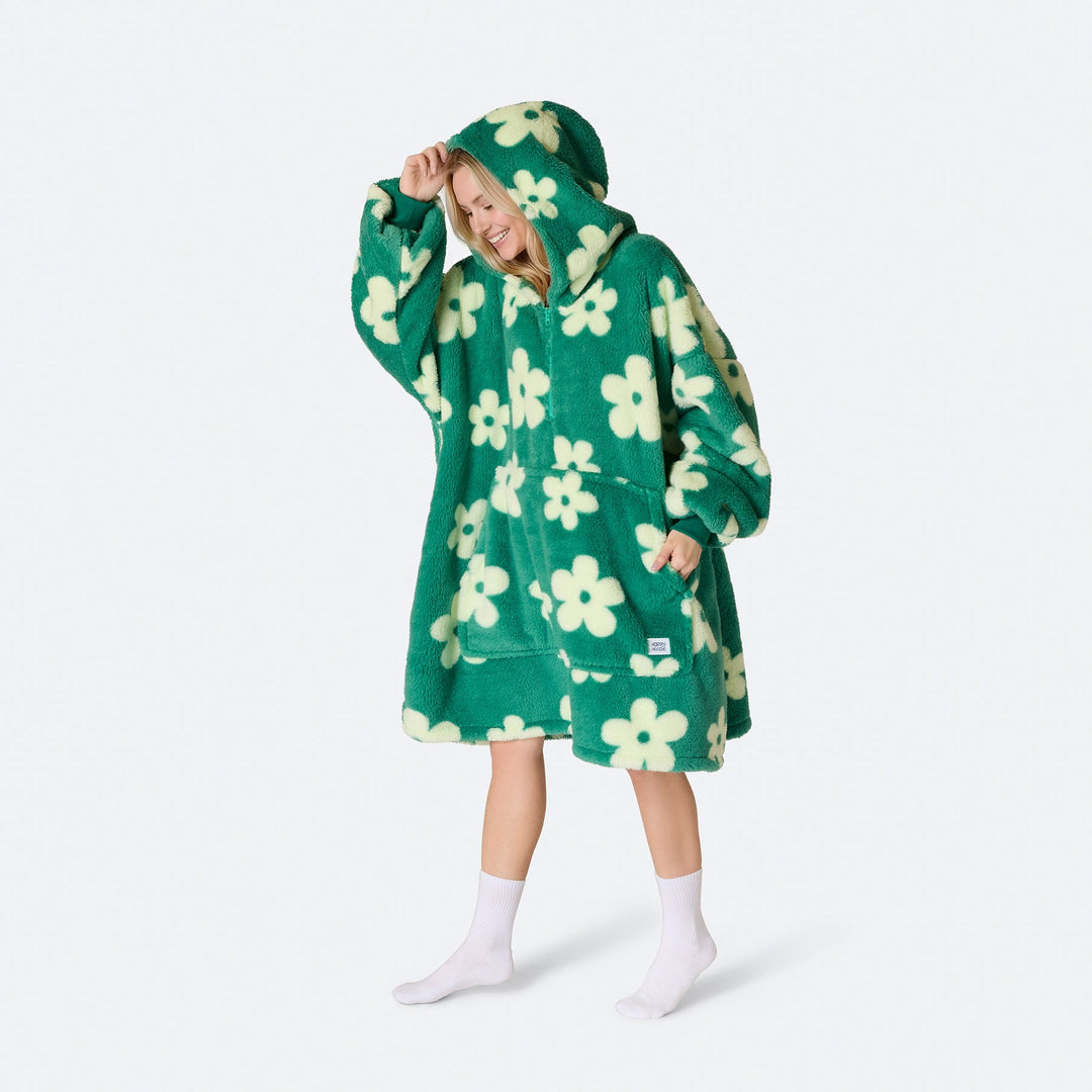 Blommor Grön Teddy HappyHoodie