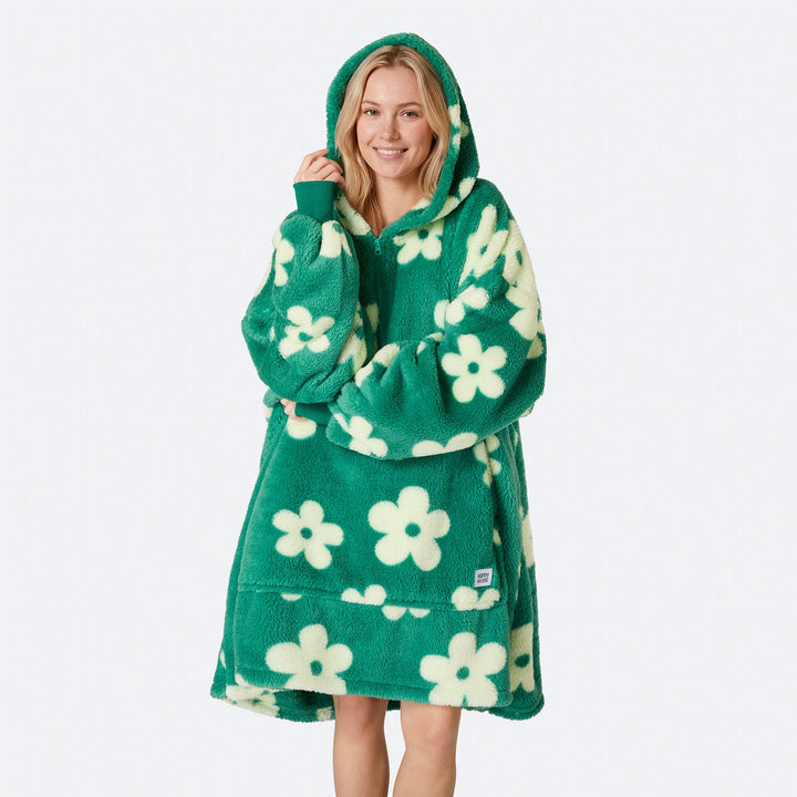 Blommor Grön Teddy HappyHoodie