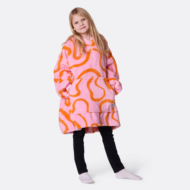 Rosa Vågig Teddy HappyHoodie Barn