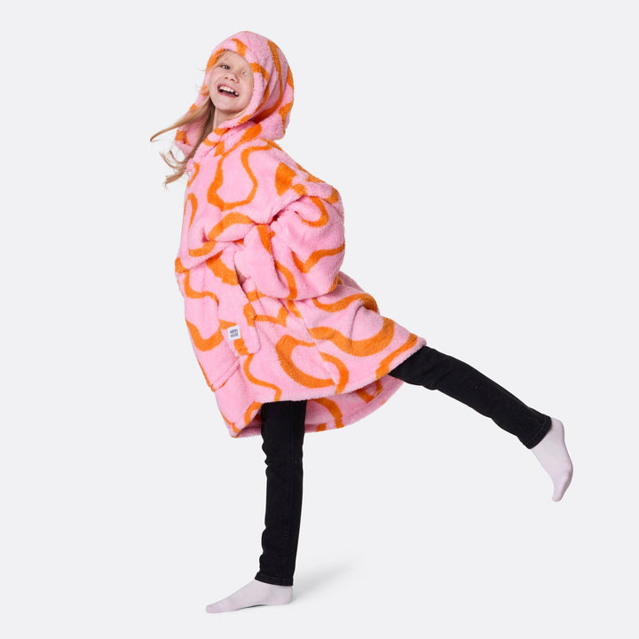 Rosa Vågig Teddy HappyHoodie Barn