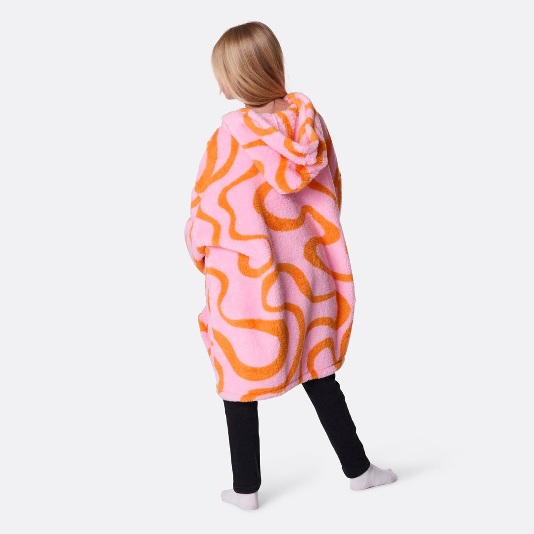 Rosa Vågig Teddy HappyHoodie Barn