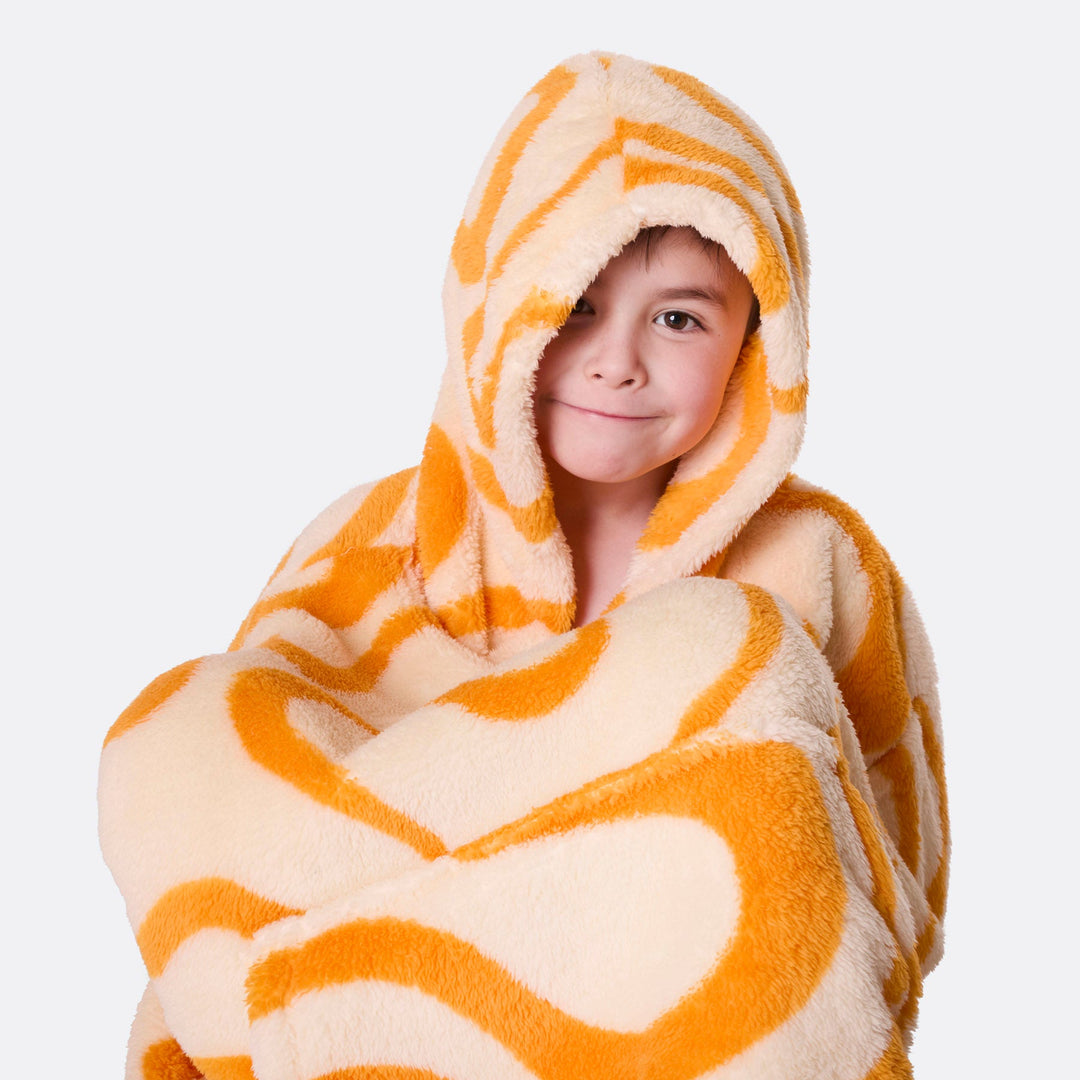 Gul Vågig Teddy HappyHoodie Barn