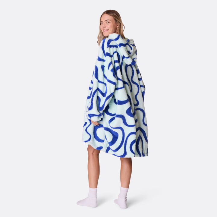 Blå Vågig Teddy HappyHoodie