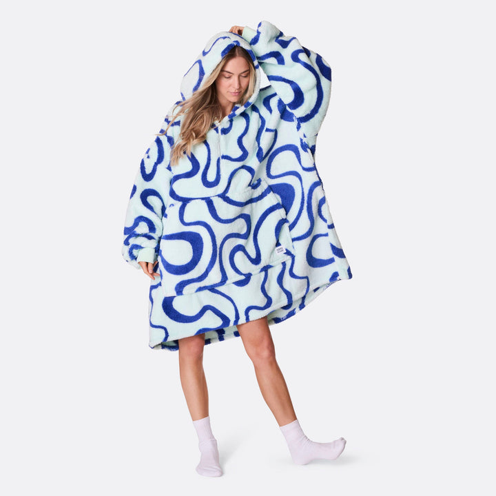 Blå Vågig Teddy HappyHoodie