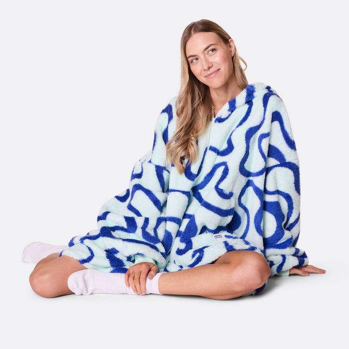 Blå Vågig Teddy HappyHoodie