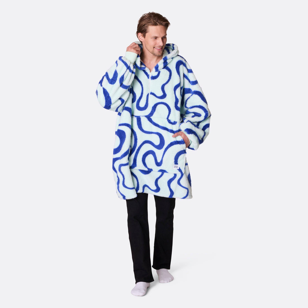 Blå Vågig Teddy HappyHoodie