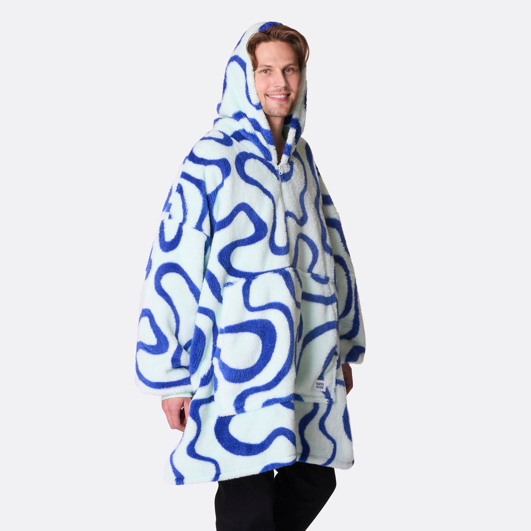 Blå Vågig Teddy HappyHoodie