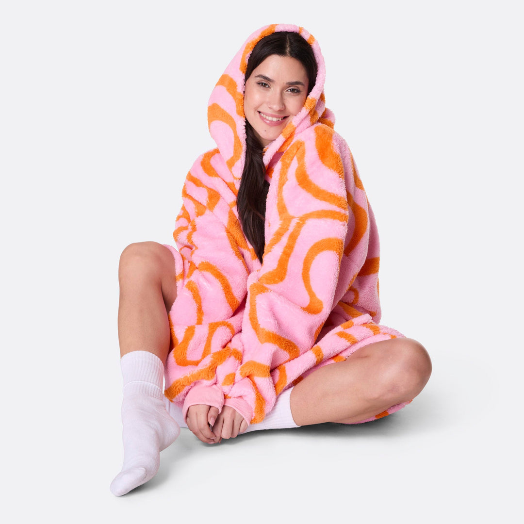 Rosa Vågig Teddy HappyHoodie