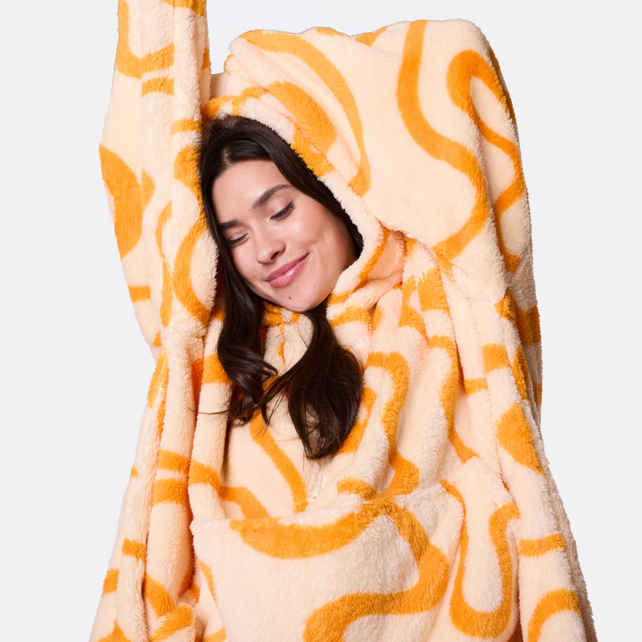 Gul Vågig Teddy HappyHoodie