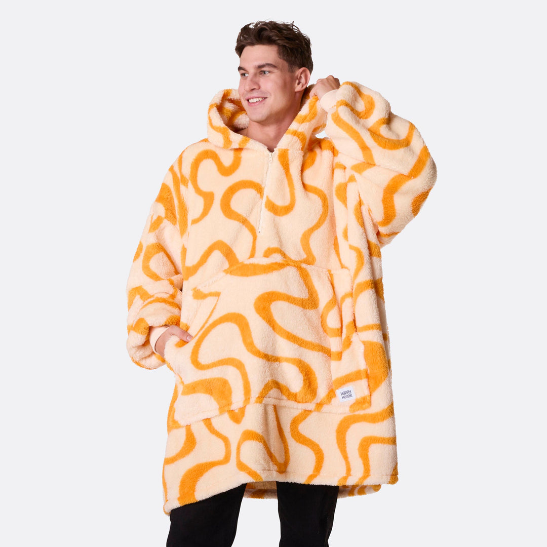 Gul Vågig Teddy HappyHoodie