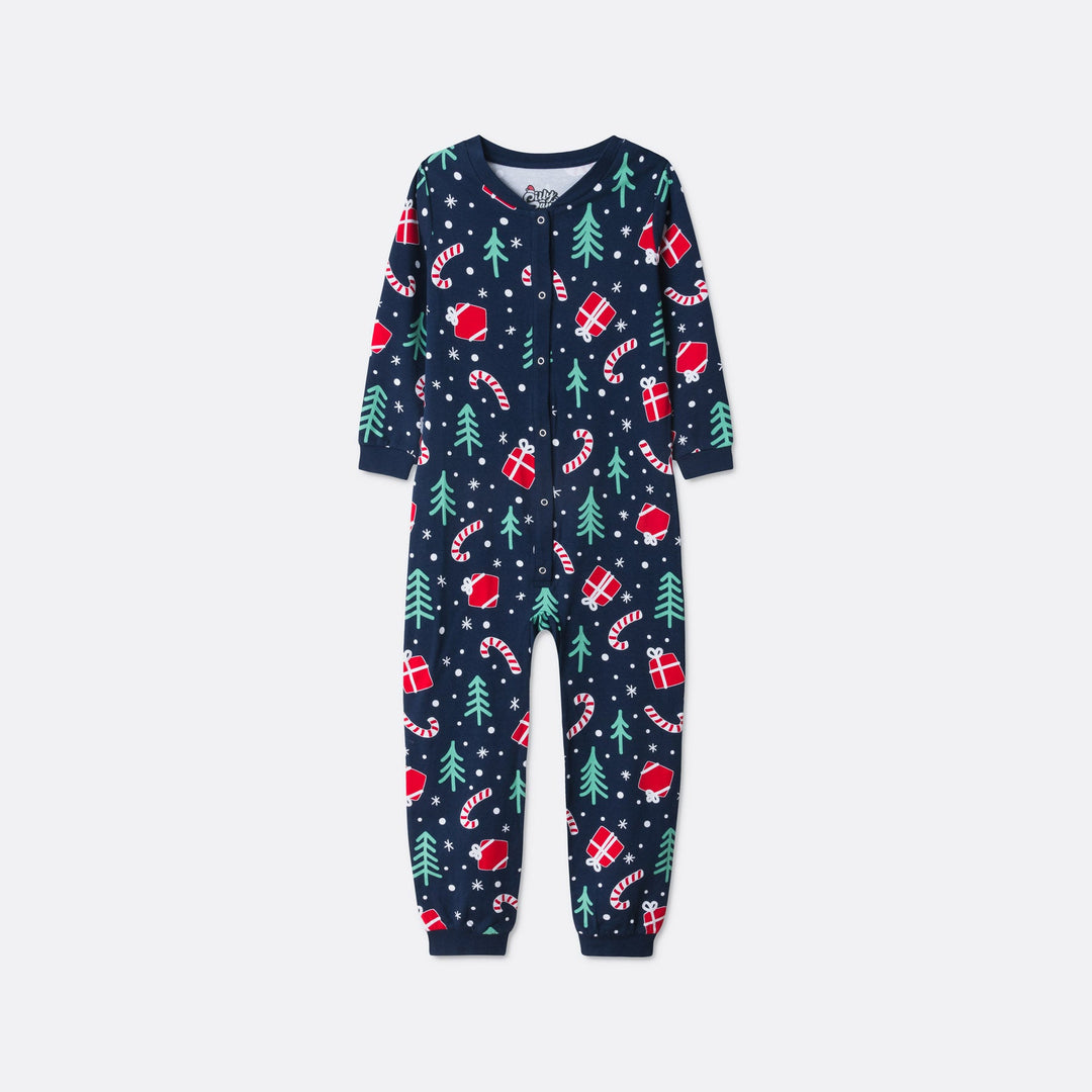 Julmönster Blå Julpyjamas Barn