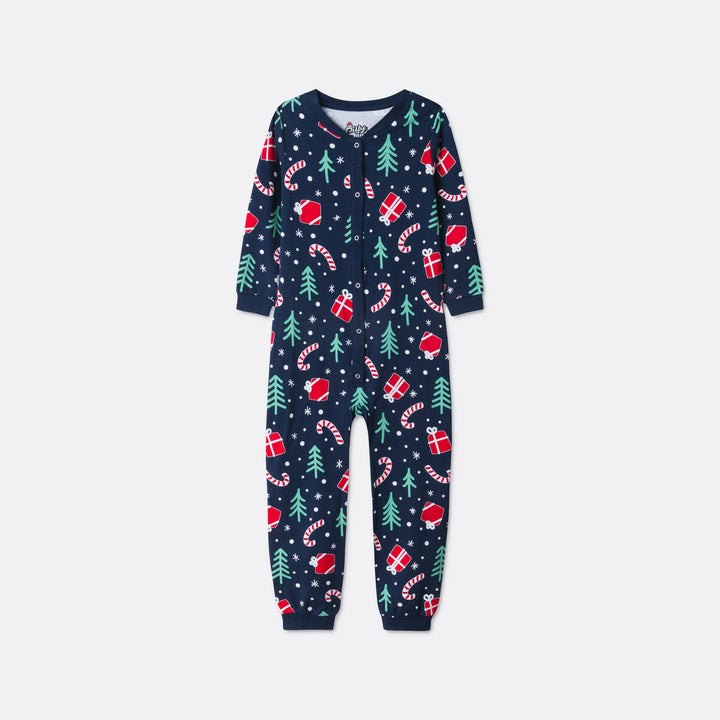 Julmönster Blå Julpyjamas Barn