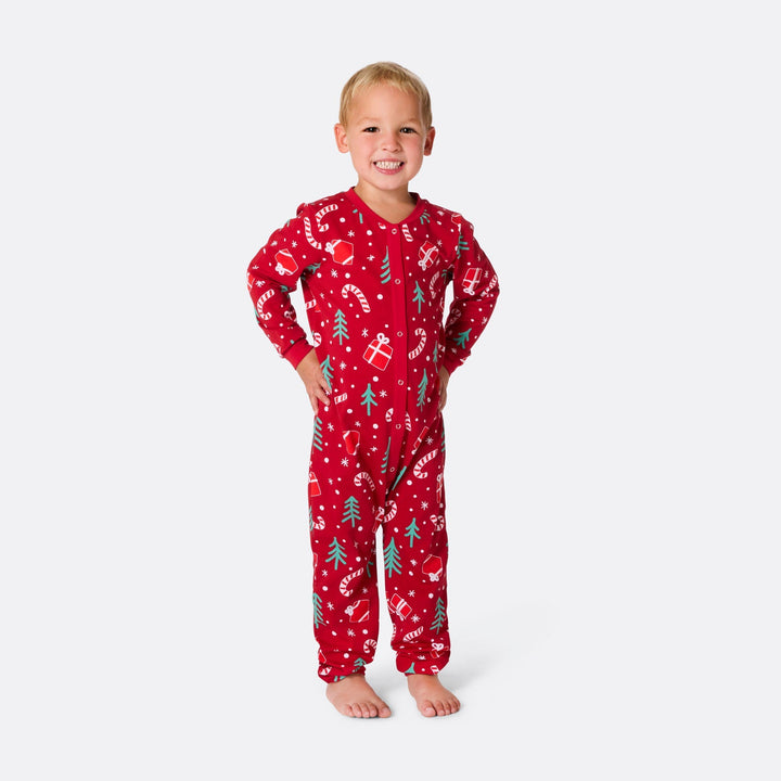 Julmönster Röd Julpyjamas Familj