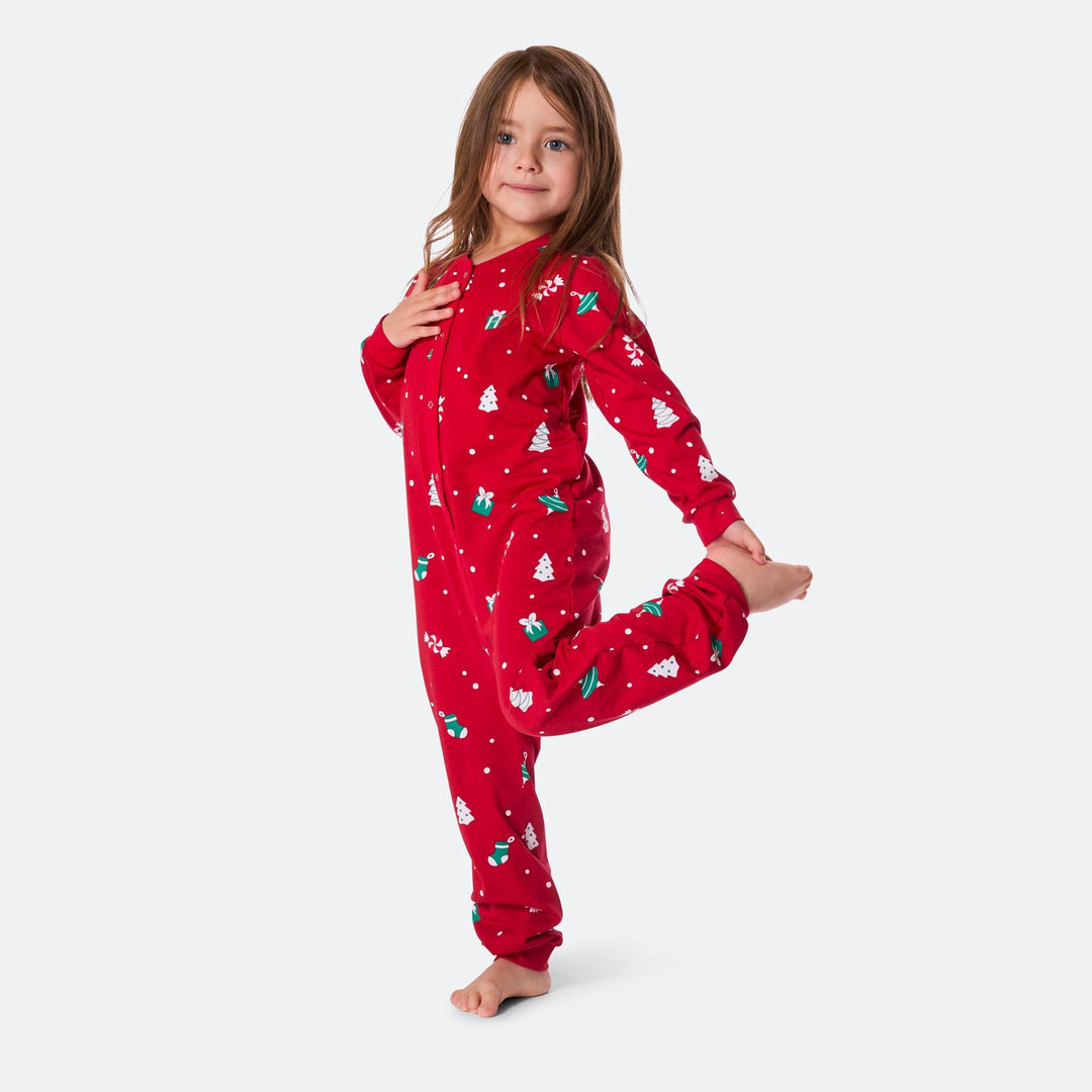 Julpynt Overall Röd Julpyjamas Barn