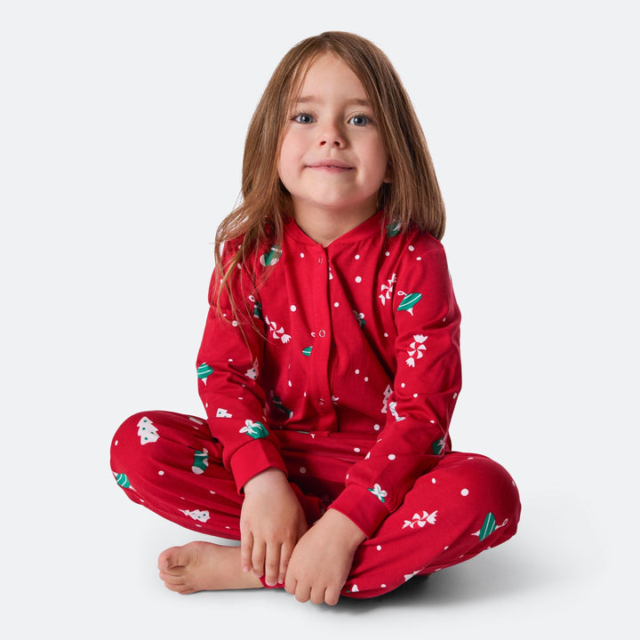 Julpynt Overall Röd Julpyjamas Barn