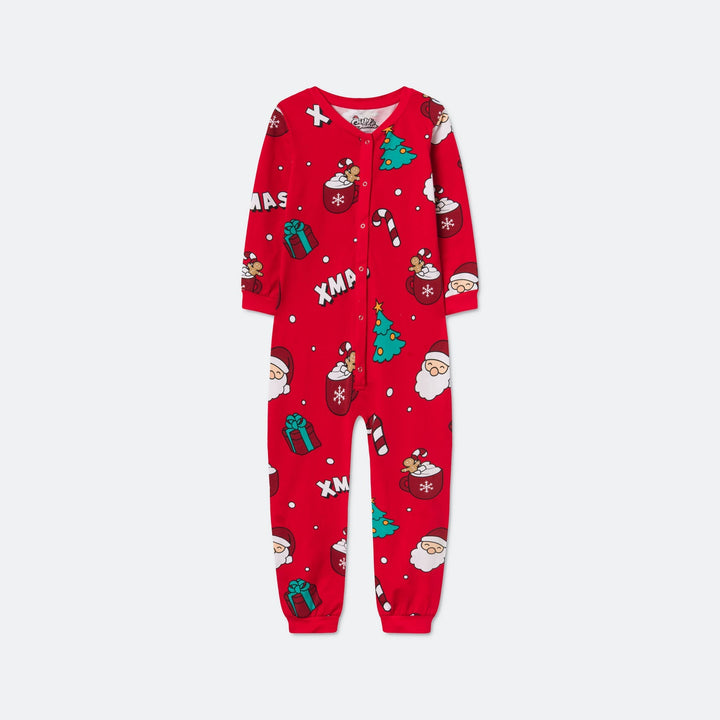 Xmas Overall Röd Julpyjamas Barn