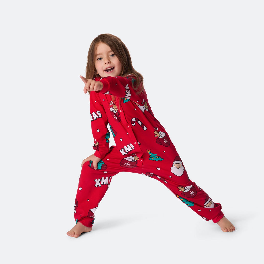 Xmas Overall Röd Julpyjamas Barn