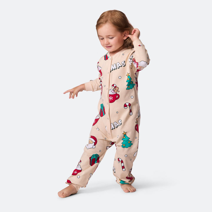 Xmas Overall Beige Julpyjamas Barn